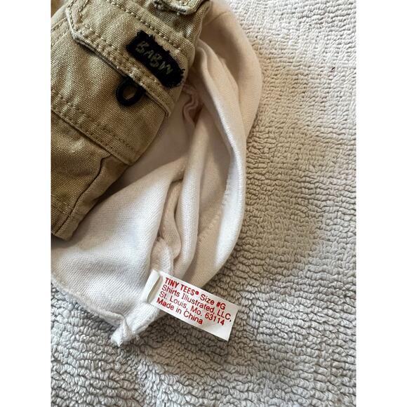 Build A Bear Workshop Cream Shamrock T-Shirt & Cargo Shorts Bear Clothing Set - Picture 6 of 11